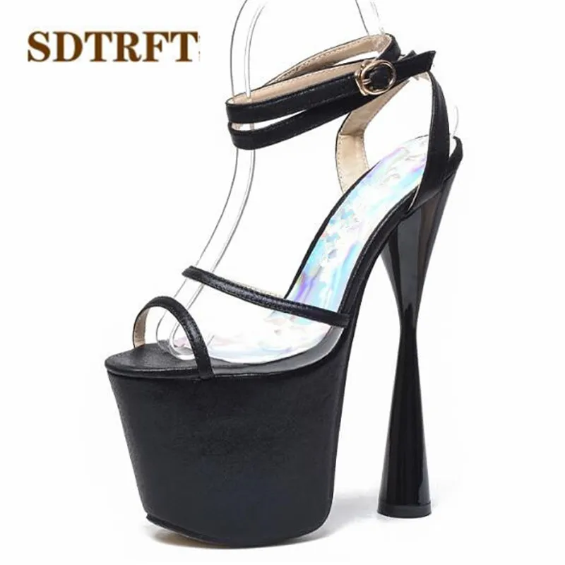 Летние женские туфли SDTRFT с открытым носком на тонком каблуке 20 см сандалии