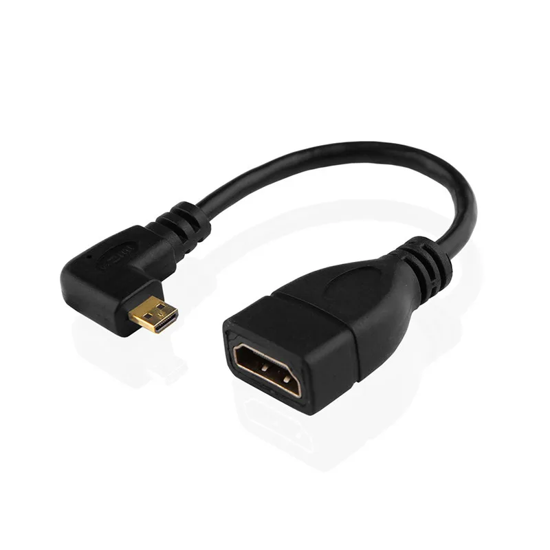 Robotsky Micro HDMI Мужской к HDMI Женский Кабель-адаптер левый угол 90 градусов HDMI конвертер Код для ПК HDTV проектор