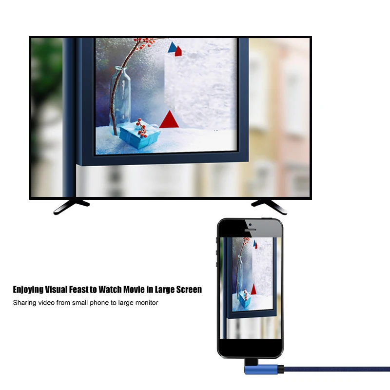 Нейлоновый Плетеный USB в HDMI конвертер для Apple Lightning кабель Цифровой AV адаптер iPhone 8