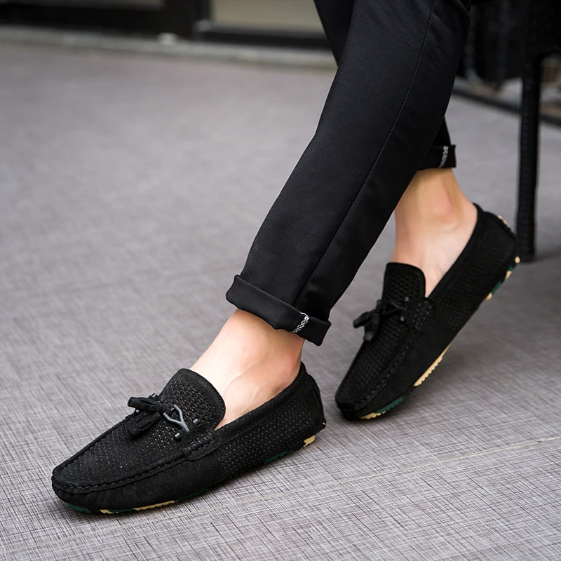New Punching Breathable Loafers Summer Men Shoes Slip-On Lazy Boat Soft Moccasins Fashion Light Casual Driving | Обувь