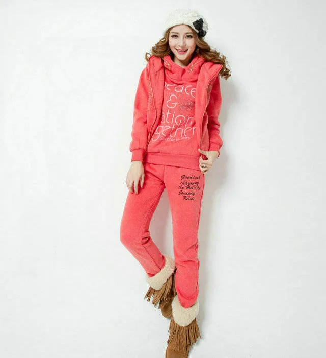 Теплый зимний комплект из 3 предметов женский спортивный костюм с капюшоном