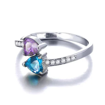 Huitan Мода двойной микс Цвет сердца средние гаджет для пальцев с серебряным