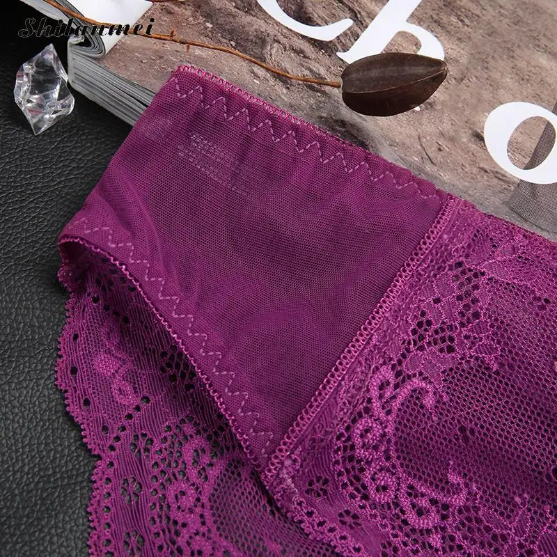 Женские трусики с вышивкой сексуальное нижнее белье фиолетового цвета со