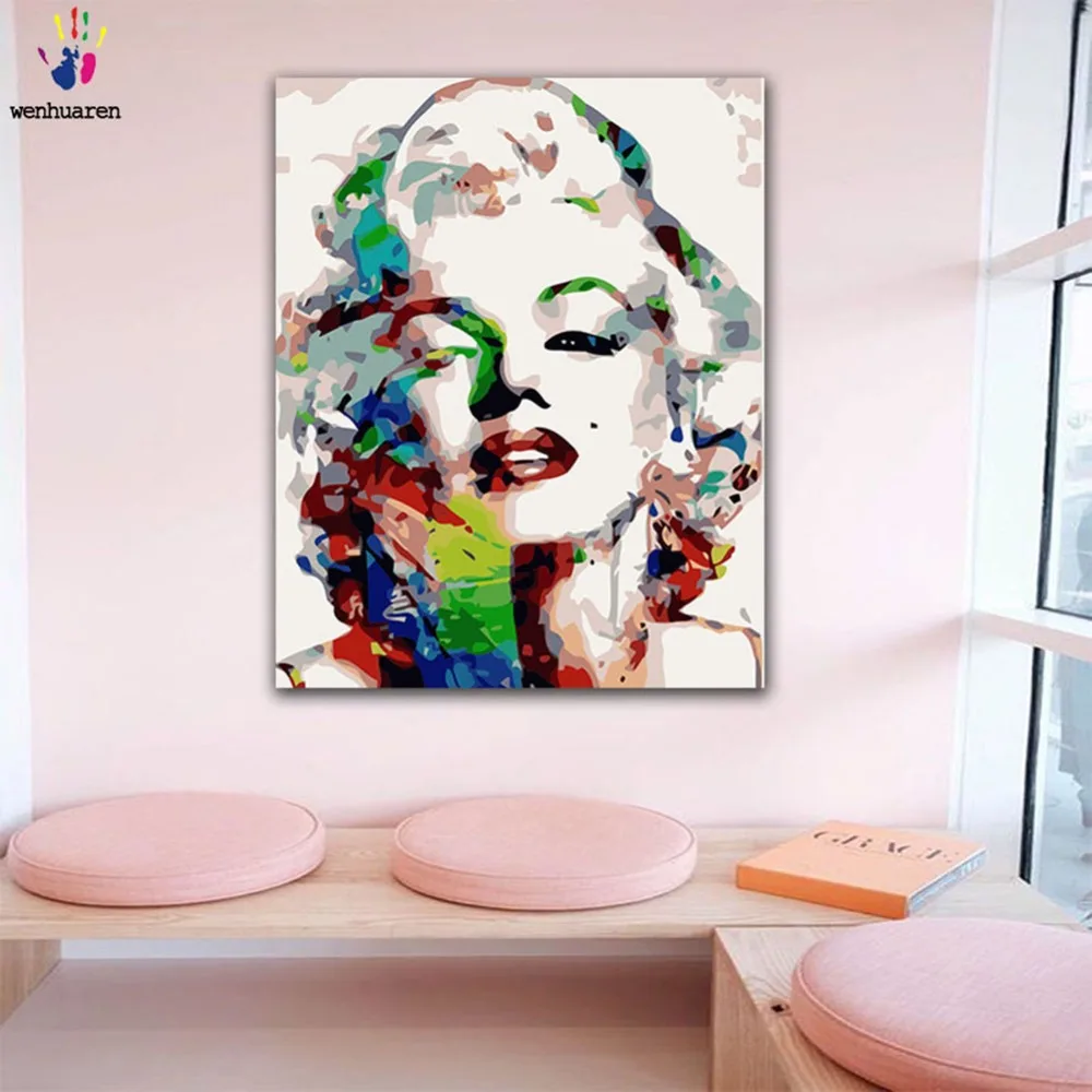 DIY Painting by numbers Marilyn Monroe sexy painting picture coloring paints by numbers with kits for wall decor