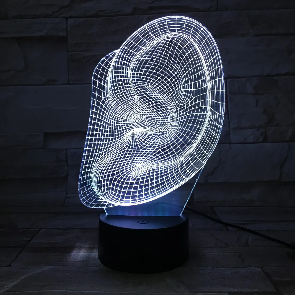 

3D716 Abstract Ear Shape 3D LED Light Desk Table Lamp Halloween Decoration Gift Kid Holiday USB 7 Colors Change Lava Lamp