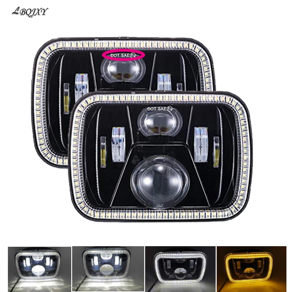 LBQJXY DOT 5x7 светодиодные фары 7x6 Hi/Low Led Sealed Beam налобный фонарь для Jeep Wrangler YJ Cherokee XJ Chevy