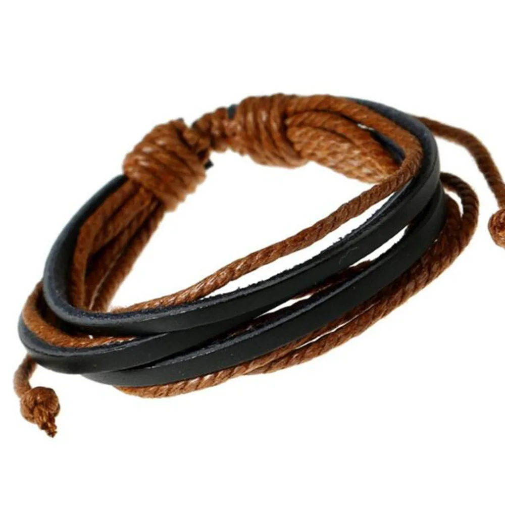THLIVEOU мужской регулируемый браслет из воловьей кожи ручной работы 17 см | Украшения
