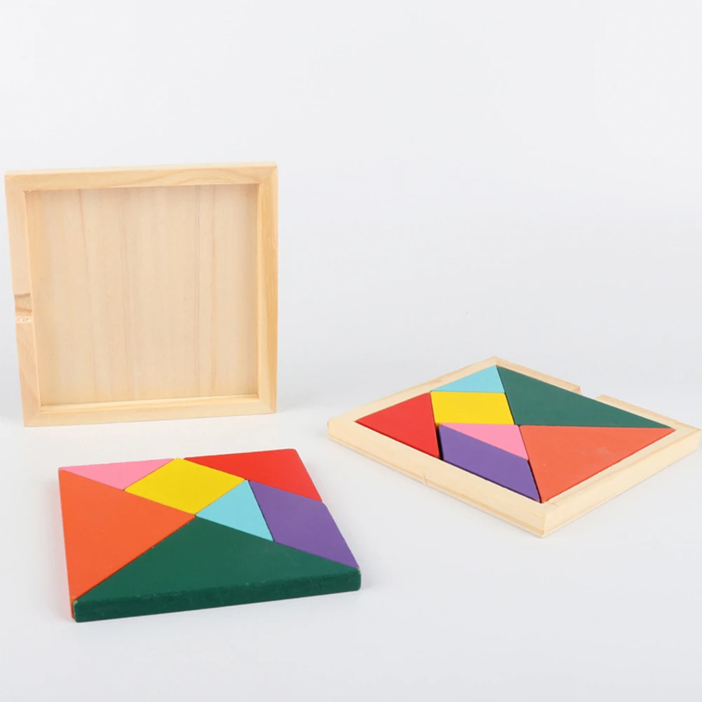 Детские развивающие игрушки Пазлы деревянная графика Когнитивная Tangram красочные