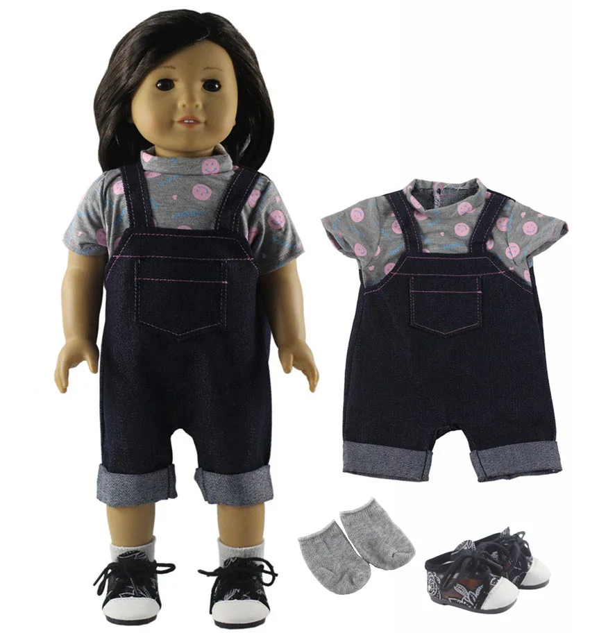 

New 5 Set Different Style Doll Clothes+5 Pairs Shoes+5 Pairs Socks for 18'' American Doll S02