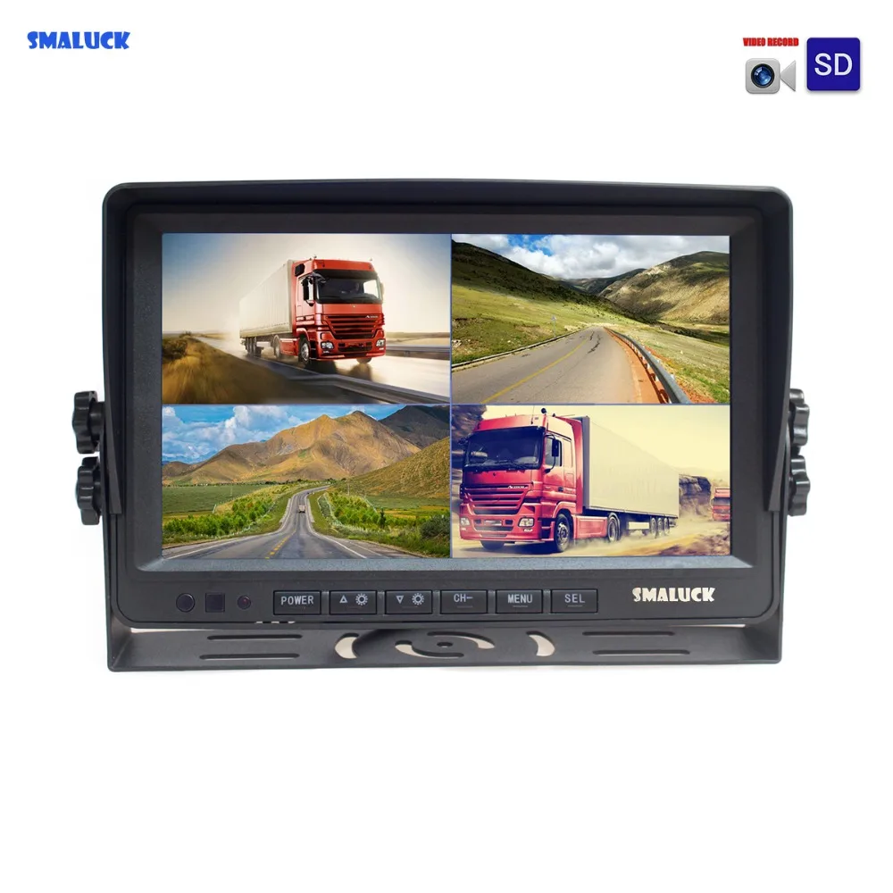 SMALUCK AHD 4PIN 9 дюймов 4 Сплит Quad lcd экран автомобильный монитор заднего вида Поддержка 4x1080 P AHD камера с sd-картой видео запись