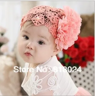 Розничная продажа две большие цветы детская лента для волос девочки кружевная