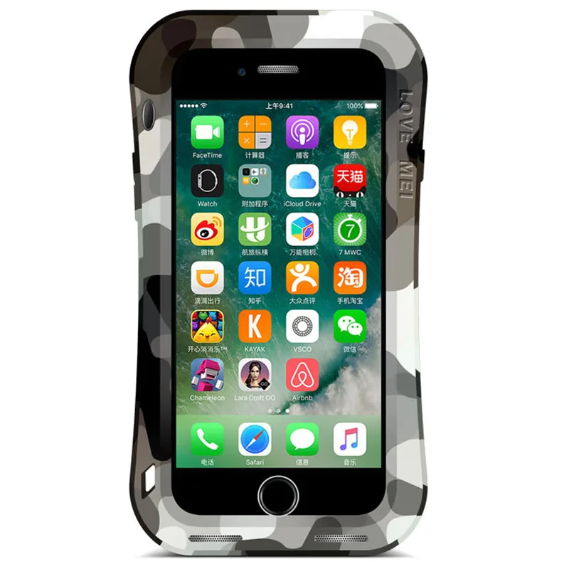 LOVE MEI камуфляжная маленькая Талия металлическая чехол для iPhone 7 8 7 Plus 8 Plus алюминиевая Броня противоударный чехол для iPhone7 7 Plus 8 Plus