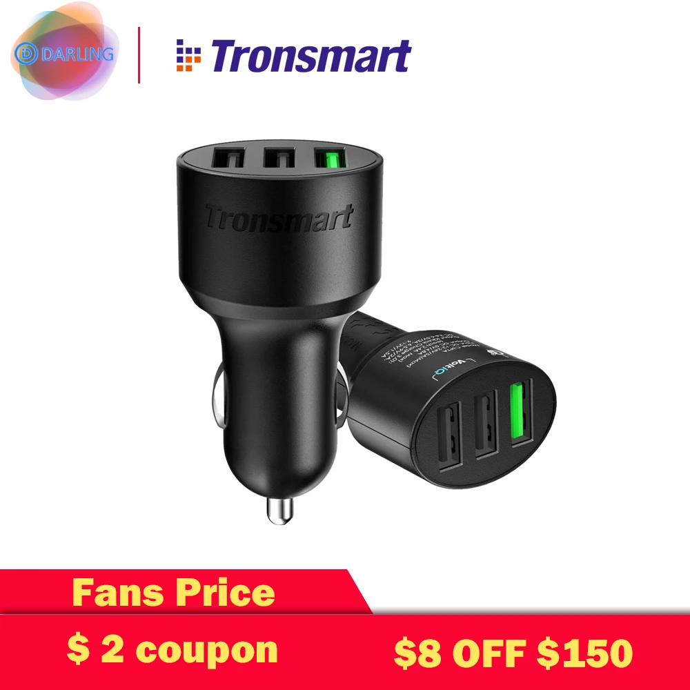 Tronsmart C3PTA автомобильное зарядное устройство USB 3 usb порта Быстрая зарядка 0 VoltiQ