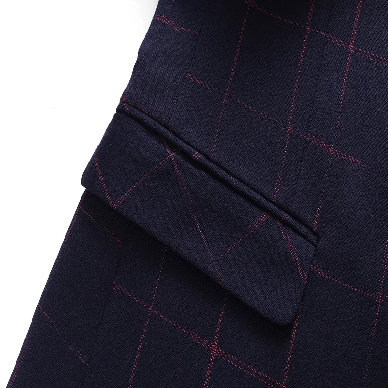 Пиджак + брюки жилет винно Красный Клетчатый костюм Высококачественная строгая