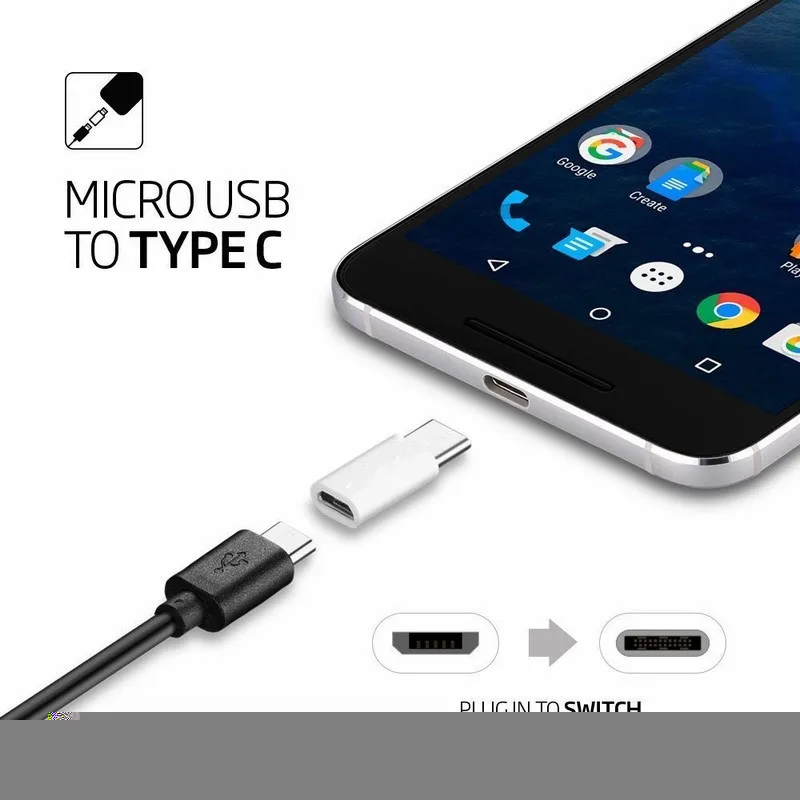 Переходник с Micro USB на Type C для зарядного устройства galaxy S9 S8 A8 2018 A80 A70 A60 A50 Axon 7 9 10 pro