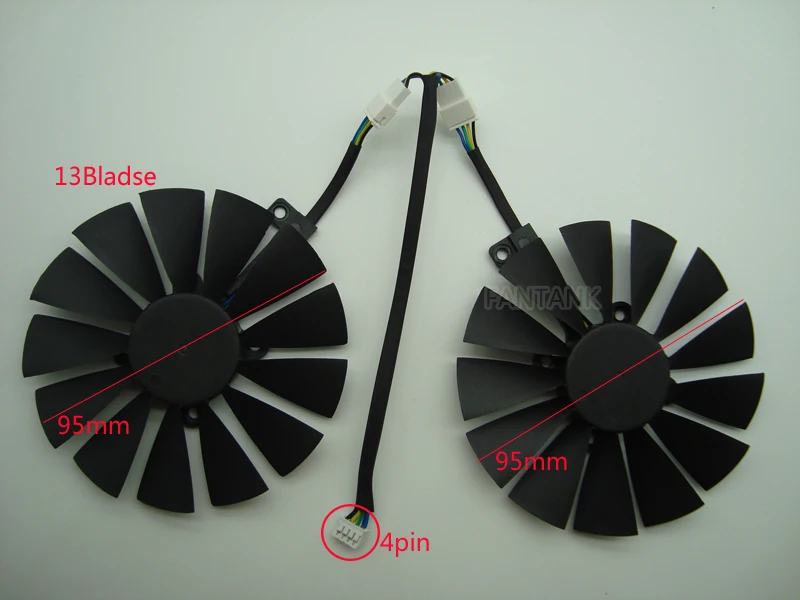 Бесплатная доставка T129215SM 95 мм кулер вентилятор для ASUS STRIX RX 470 570 580 GTX 1050Ti 1070Ti 1080Ti
