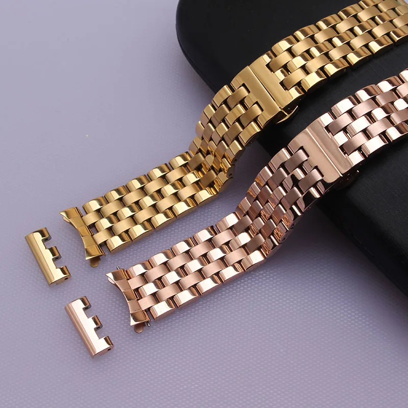 

Stainless steel Watchband arc straight ends 16 18 19 20 21 22mm 24mm Wristwatches Band Gold Silver Black Watch belt bracelet MEN