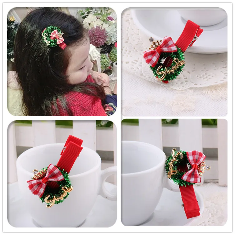 

Whlosesale/Южно-корейские Детские аксессуары для волос, Рождественская шпилька для венка, аксессуары для волос для маленьких девочек, 10 шт./лот