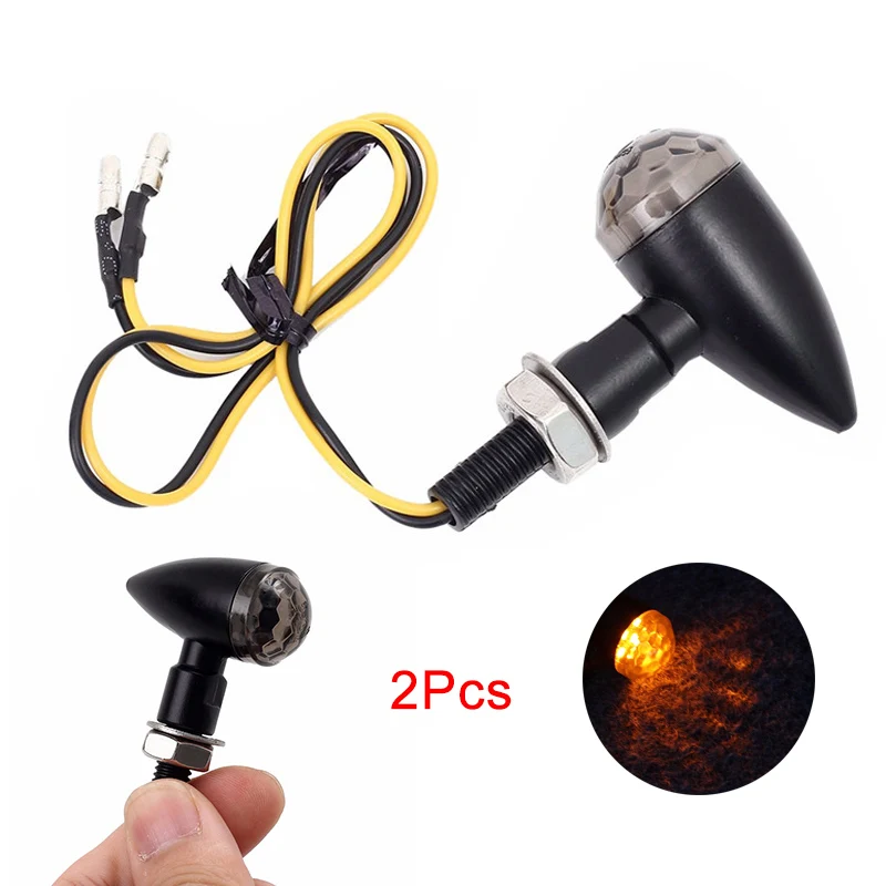 2PCS 2 шт. мини-мотоциклетный светильник поворотников в форме пули 4LED мигалка E11 стоп сигнальная лампа полностью алюминиевая 12 в задний индикатор IP67 - Цвет: 2PCS