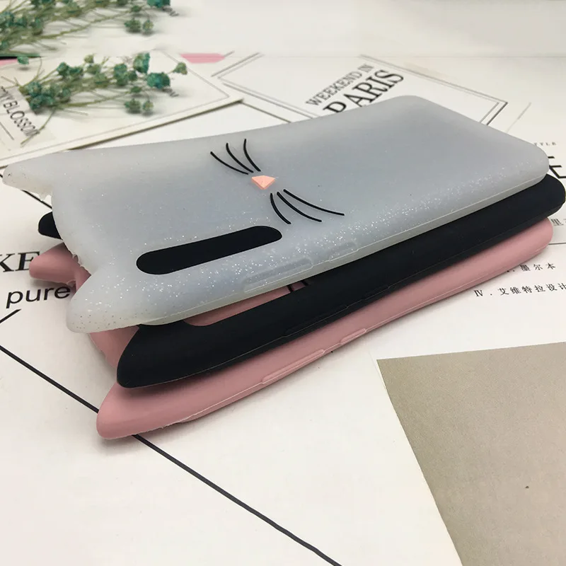 Модный мягкий чехол из ТПУ с 3D милыми кошачьими ушками и бородой для Huawei p8 p9 p10 p20