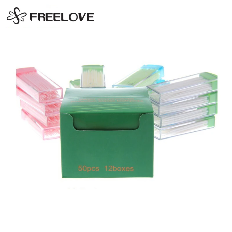 5 Packs Portable Toothpicks Plastic 50 pcs Plus Brush In Clear Case Korean Eco-friendly No Smell Toothpick Free Shipping | Дом и сад