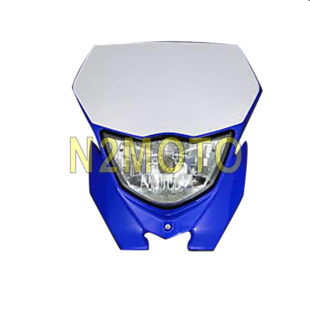 Фары для мотокросса белый H4 12V 35W двойной спортивный комплект для Yamaha WRF250/400/426/450 YZ TTR WR XT MX Enduro Байк головной светильник - Цвет: blue with white