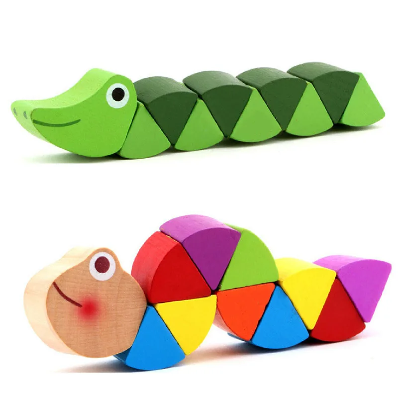 3D головоломка деревянная игрушка Изменяемая форма червь твист кукла гусеница