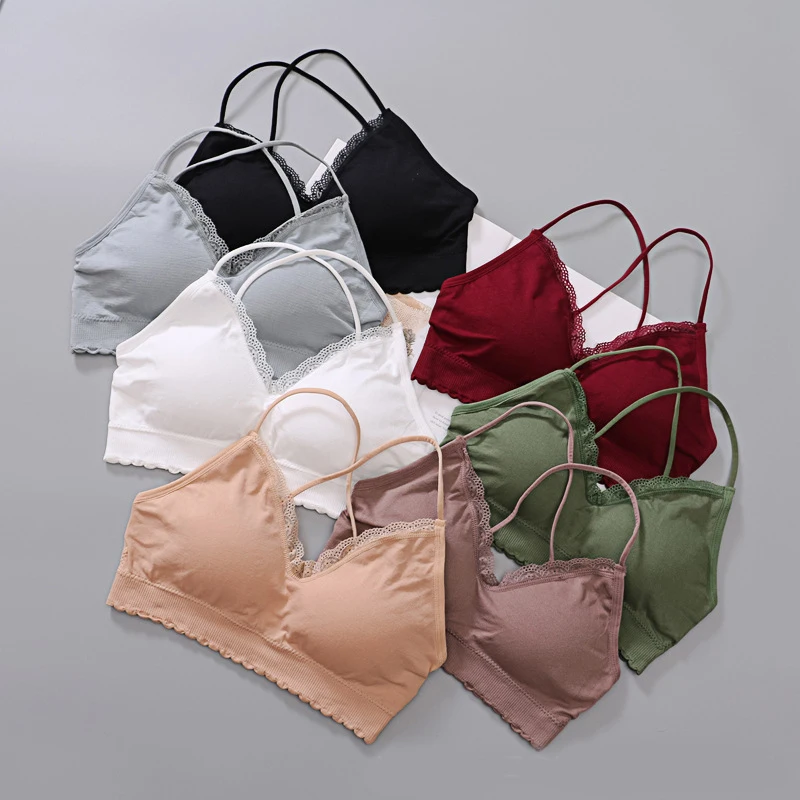 Сексуальные кружева Bralette женский Беспроводной бюстгальтер сплошной Для женщин