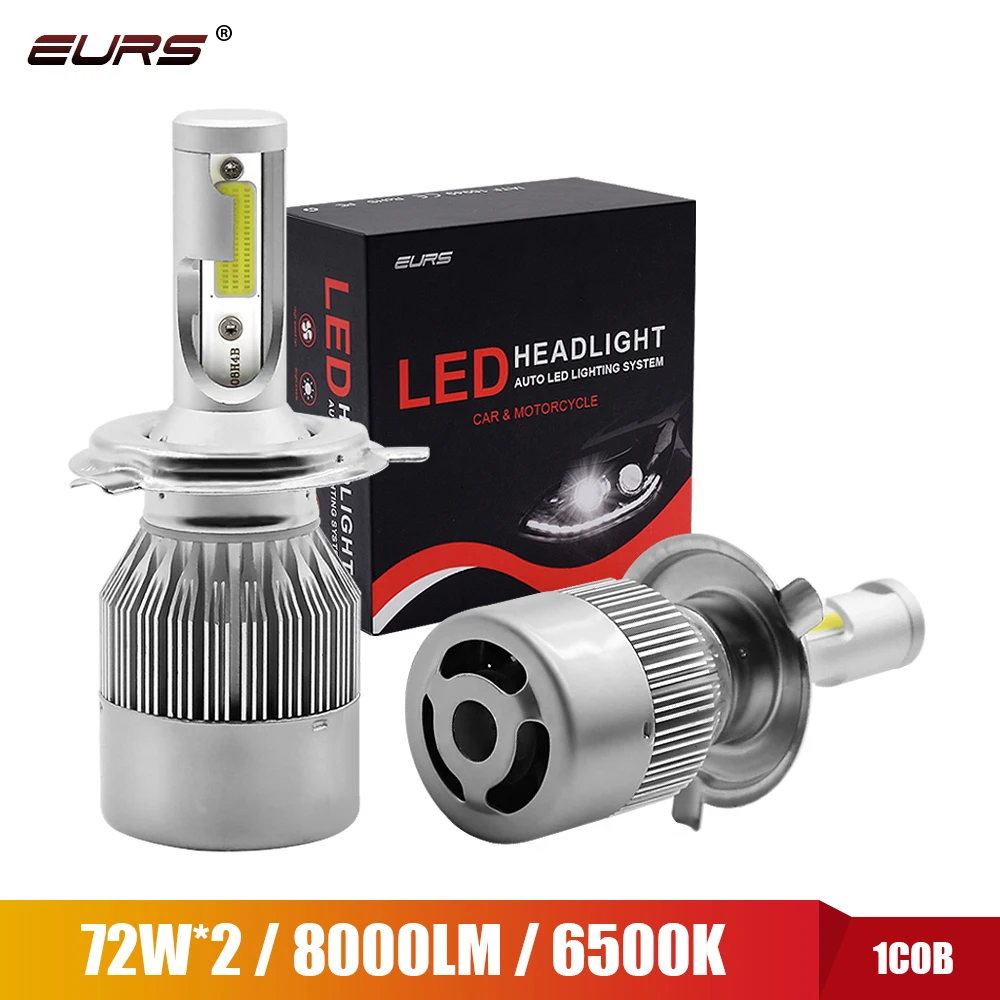 

EURS 2PCS C6 H16 LED H4 Car Headlight Bulbs H7 led 72W COB H1 H3 H4 H7 H11 9005 9006 9012 H13 9004 Lights Fog Lamps Car Styling