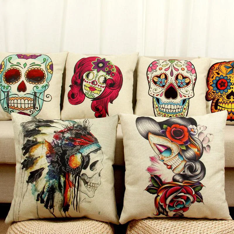 Хэллоуин мексиканский милый Череп подушки (без внутренней) Декоративные
