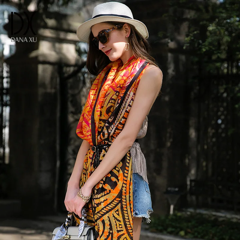 

2019 Silk Long Scarf Luxury Brand Women New Design Beach Blanket Shawl Wear Swimwear Bandana Hijab Face Shield Foulard 245*110