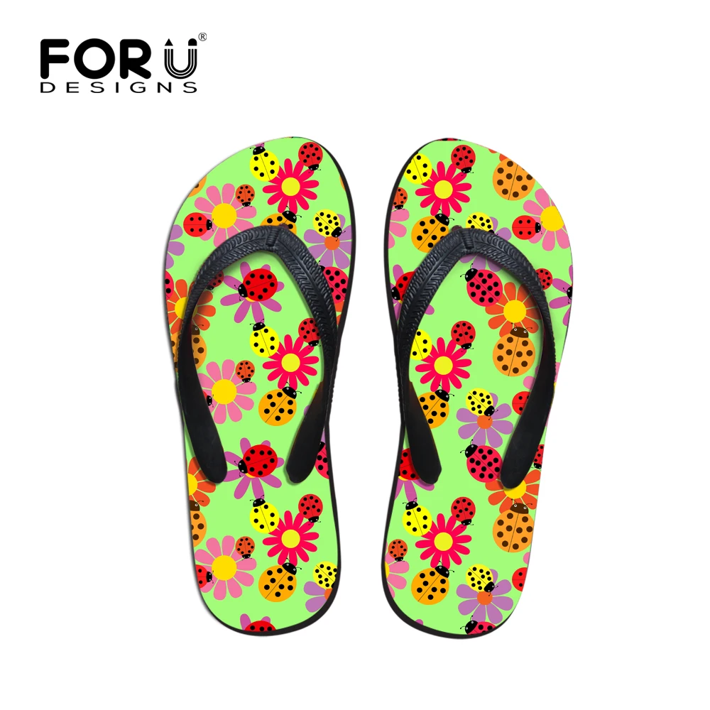 Удобные женские шлепанцы летние сандалии с принтом божья коровка пляжные sapatos