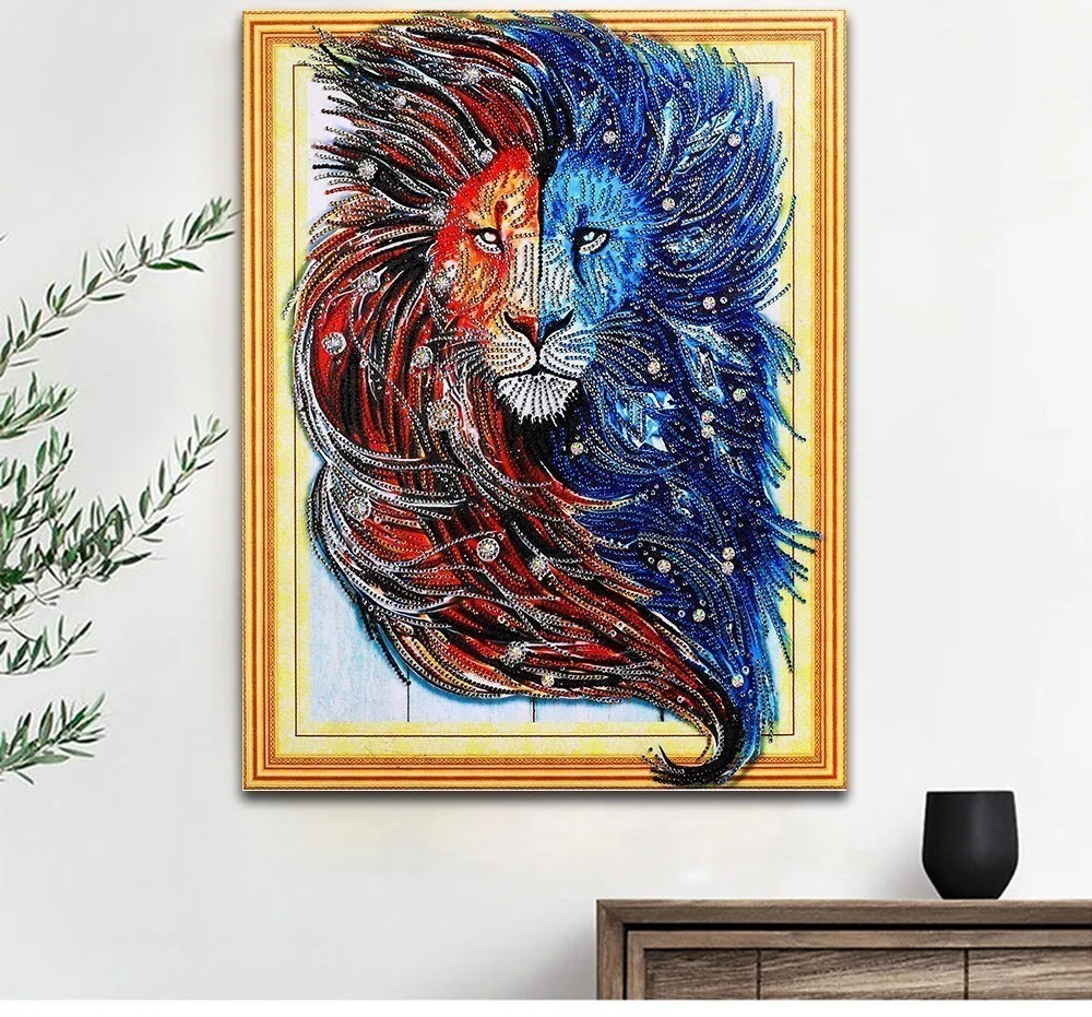 2019new 5D DIY особой формы Алмазная вышивка крестиком на рисунке, картинка с животными для вышивки со стразами из Стразы домашний декор 40x50 см