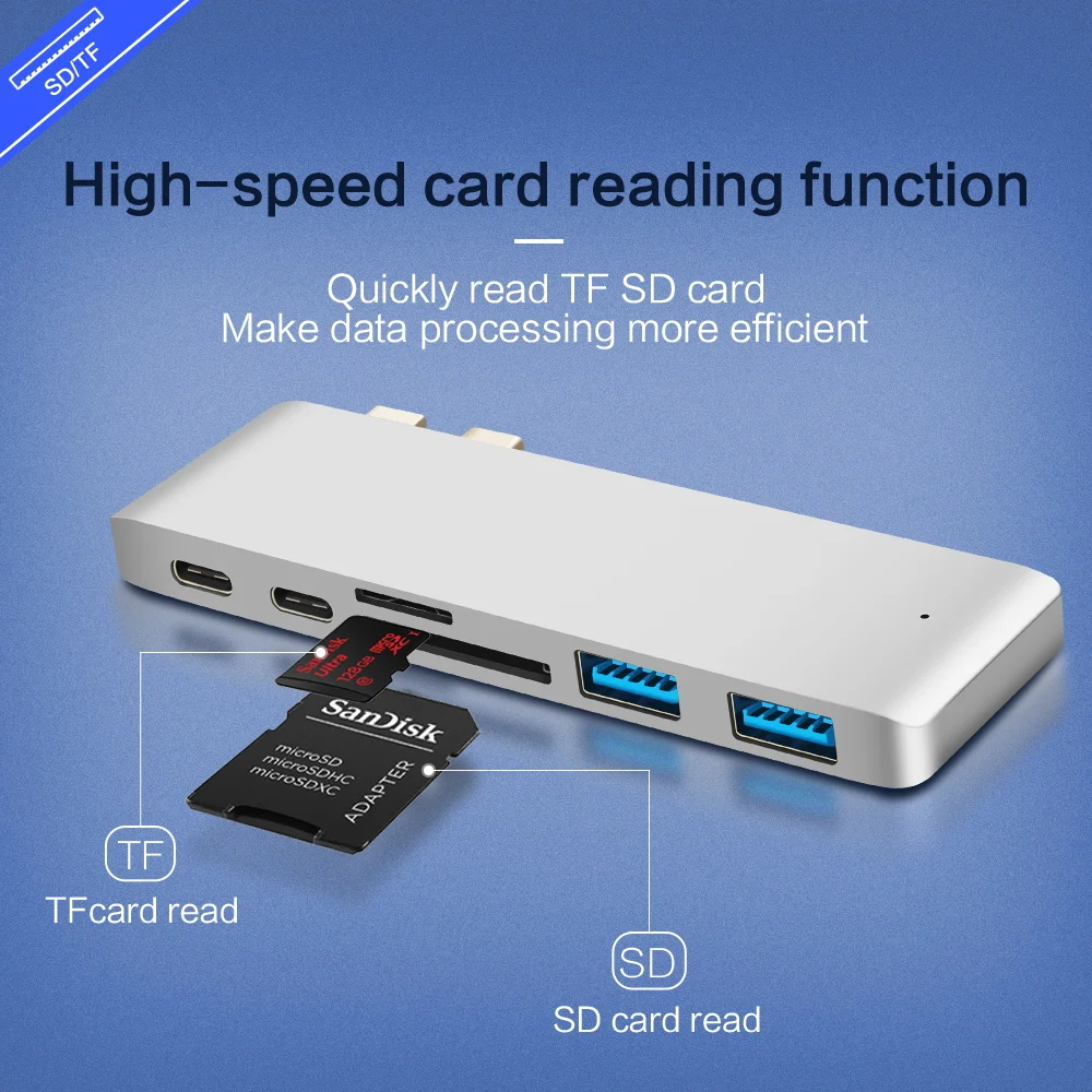 USB c концентратор 3 0 Thunderbolt адаптер для зарядки type к с TF SD картой чтения данных macbook