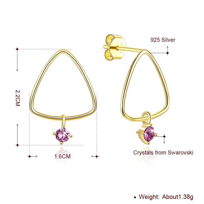 Серьги из стерлингового серебра 925 пробы с розовыми кристаллами Сваровски