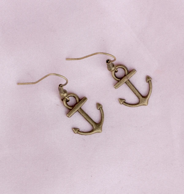 E007 модные серьги украшения простые металлические с якорем в стиле панк |