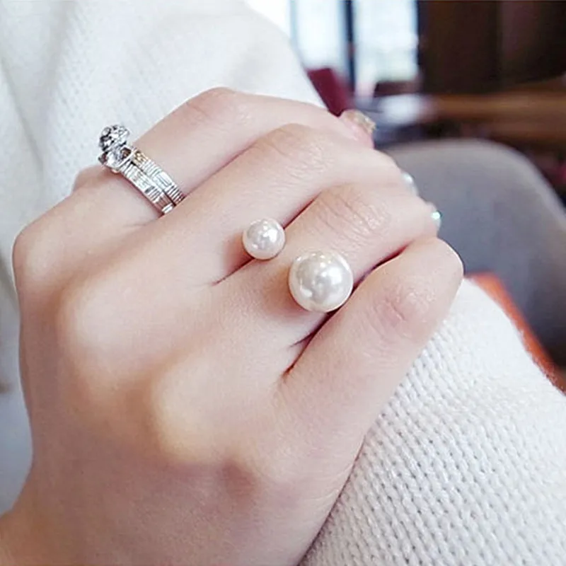 Женские открытые кольца с искусственным жемчугом регулируемые модные ювелирные