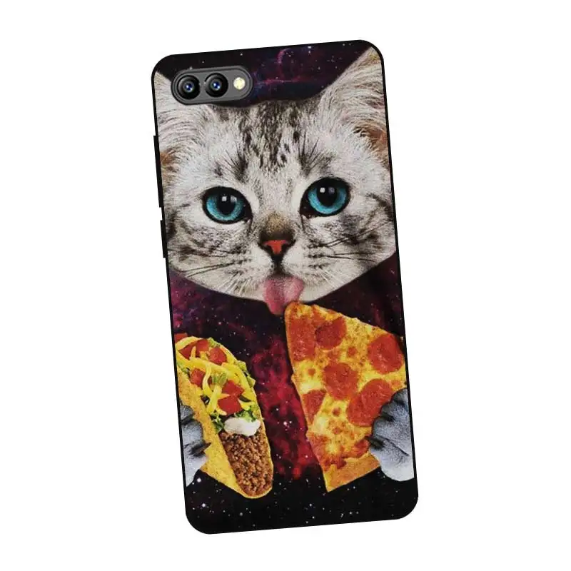 P169 Pizza Cat Black Silicone Case Cover For Huawei Honor 6A 6C 6X 7C 7X 8 Lite Pro |