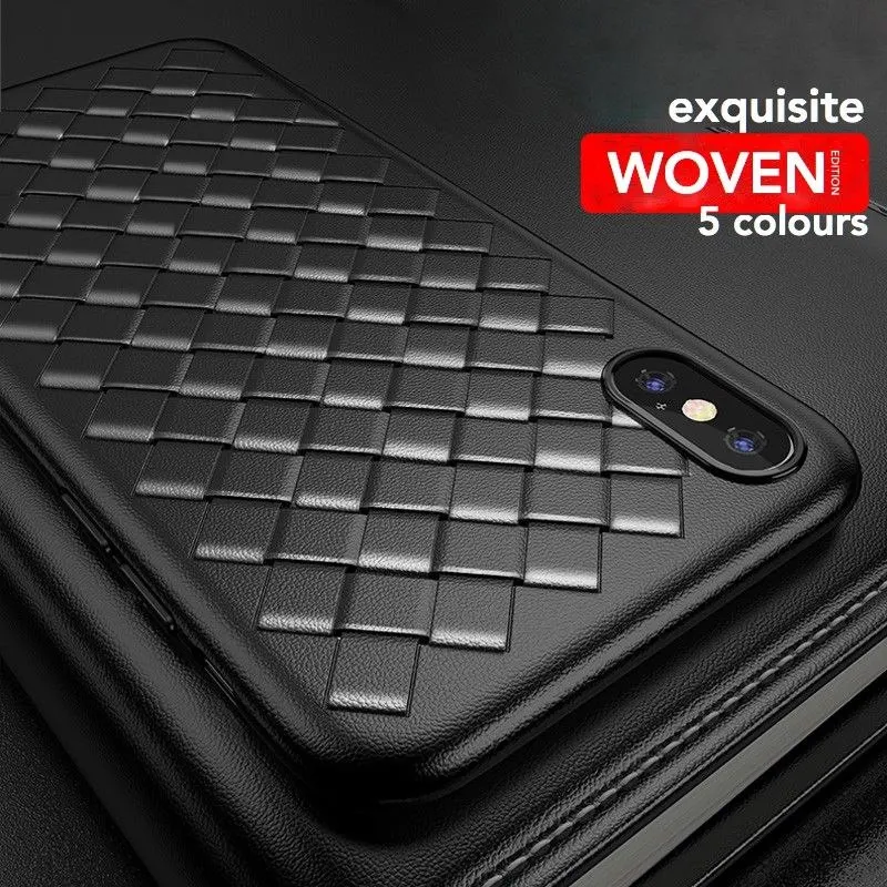 For iphone X 10 6s 6 Plus Case XS Max XR Weave Leather Skin R Silicon Coque Cover for 8 plus 7 |