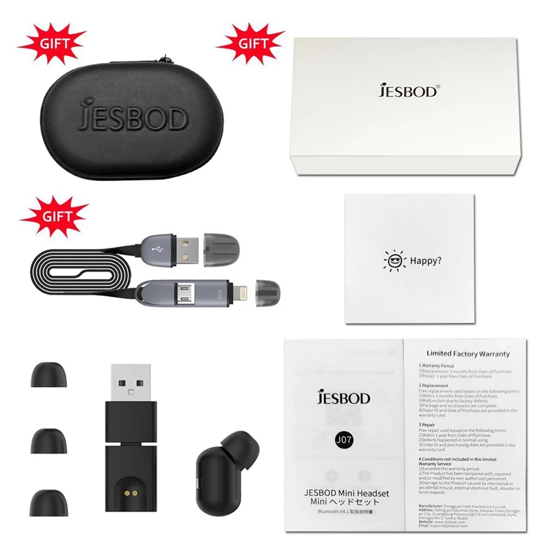 JESBOD A1 Bluetooth наушники самый маленький беспроводной Магнит USB Зарядное устройство