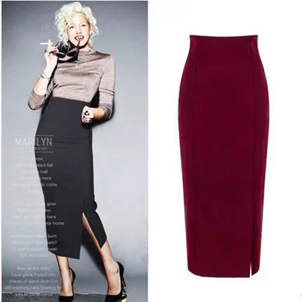 Женская шерстяная юбка карандаш с высокой талией повседневная облегающая