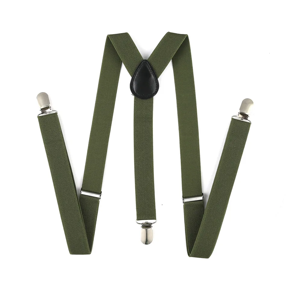 Dark Green Подтяжки мужские подтяжки для женщин джинсы брюки с клипсами на подтяжках Эластичные подтяжки черные белые аксессуары для одежды - Цвет: Dark Green