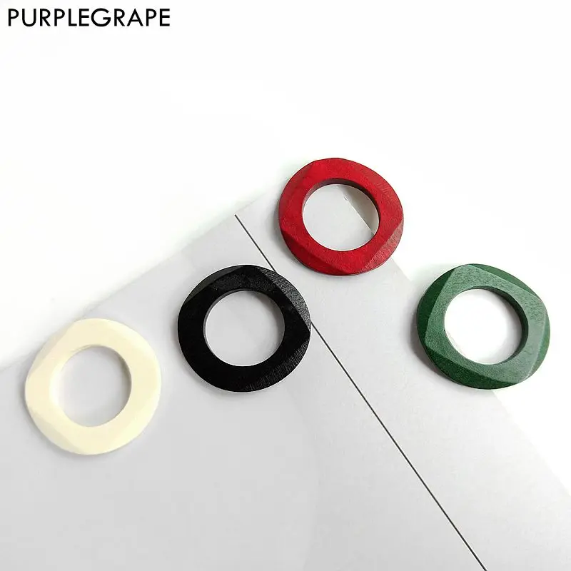 

Wooden perforated ring pendant diy earrings jewelry accessories material handmade fashion retro 8pcs