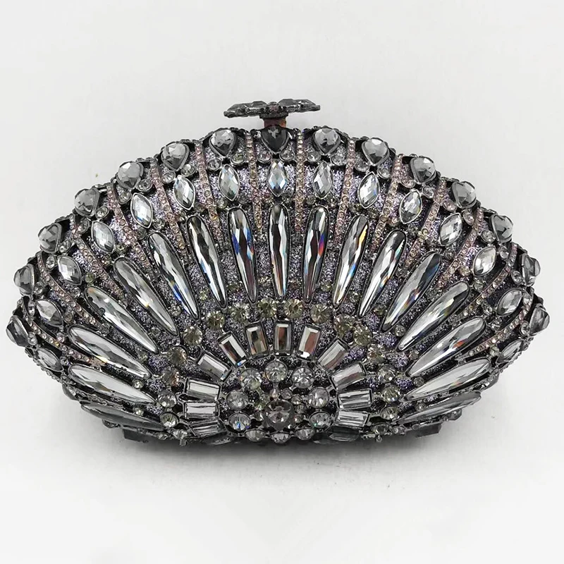 

Hollow Out Gold Metal Crystal Small Small Evening Clutch Bag Fashion White Rhinestone Women Messenger Shoulder Purse And Handbag