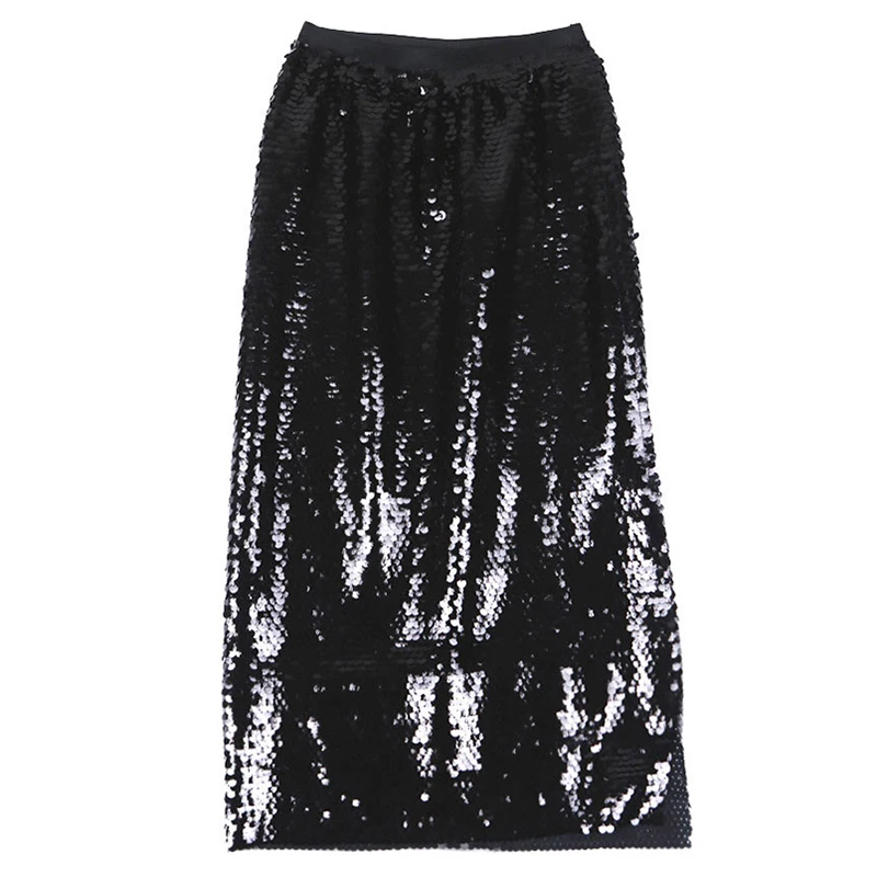 Женская длинная юбка TWOTWINSTYLE Весенняя облегающая с блестками и разрезом высокой