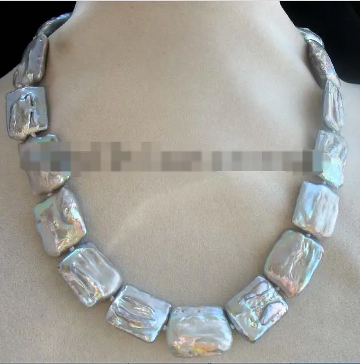 Jewelry Hot selling Beautiful freshwater pearl reborn keshi gray oblong necklace 17&quot | Украшения и аксессуары