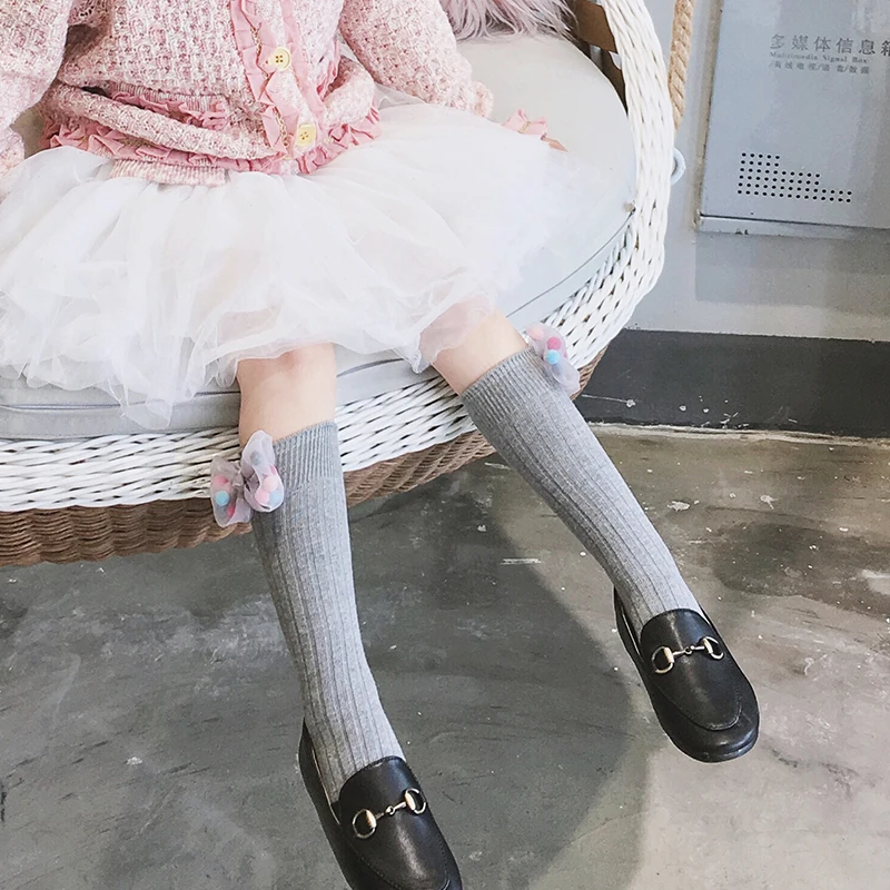 2020 новые детские гольфы для девочек хлопковые длинные носки с бантиками зимние
