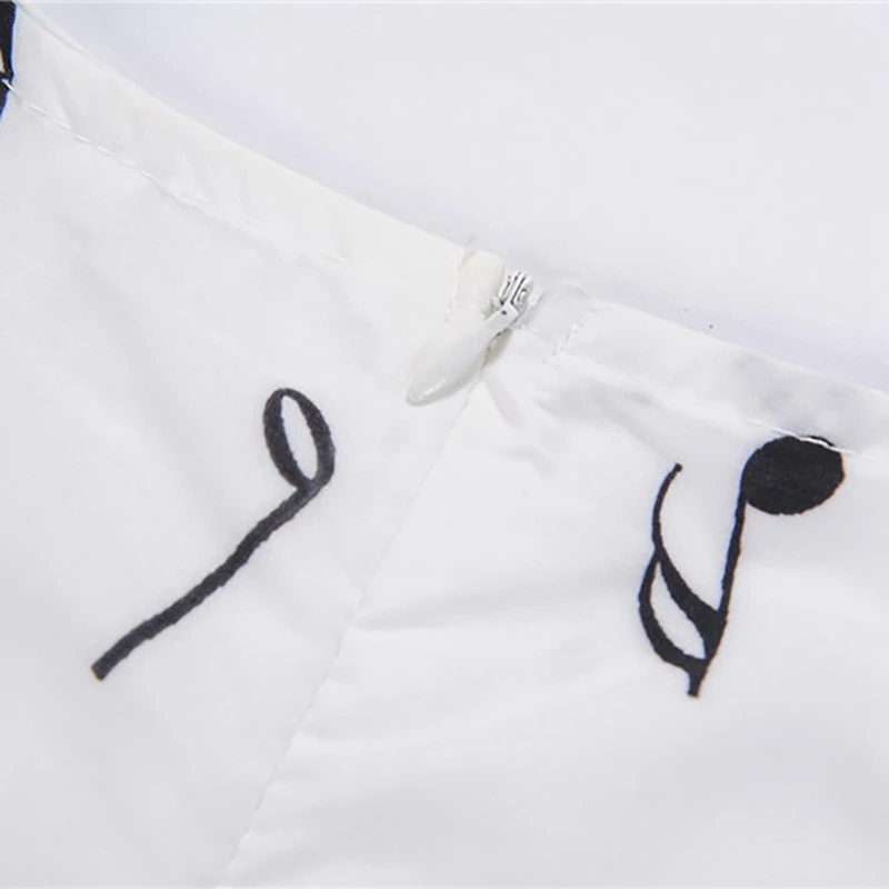 2018 New Design Note Printed Summer Sleevless Women Dresses Vintage Slim Waist White Big Swing With Belt For Beach Party | Женская