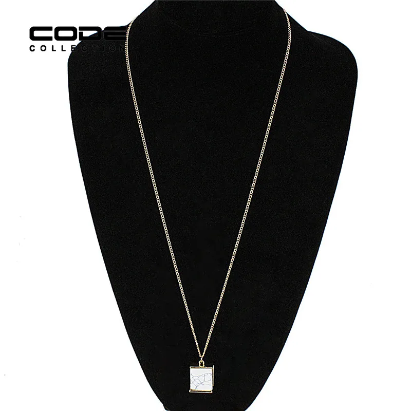 Новый Белый Кулон Модные Мраморность Maxi Ожерелье Природный Камень Женщины Pendule