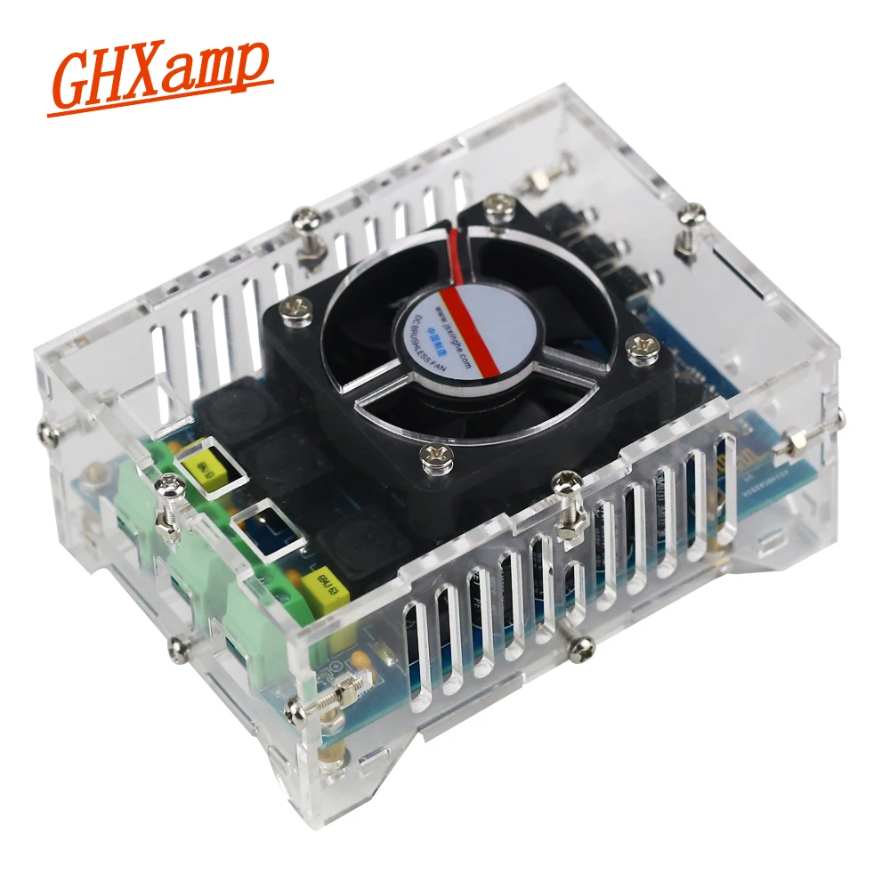 Ghxamp TDA7498 высоком Мощность цифровой Bluetooth усилитель доска Smart Fan 2*100 Вт с шасси